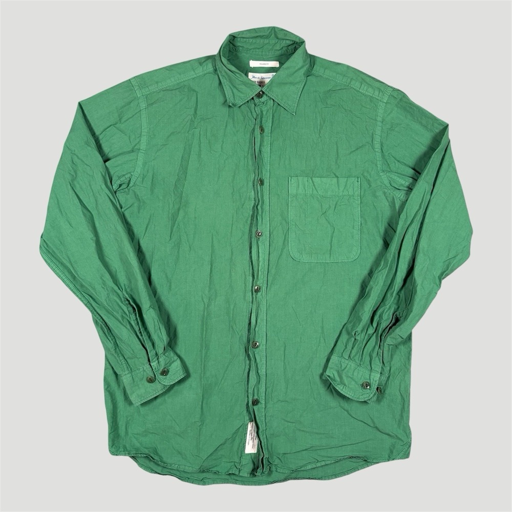Merz B. Schwanen Men Cotton Relaxed Fit Green Organic 4/s Field Shirt Button Up